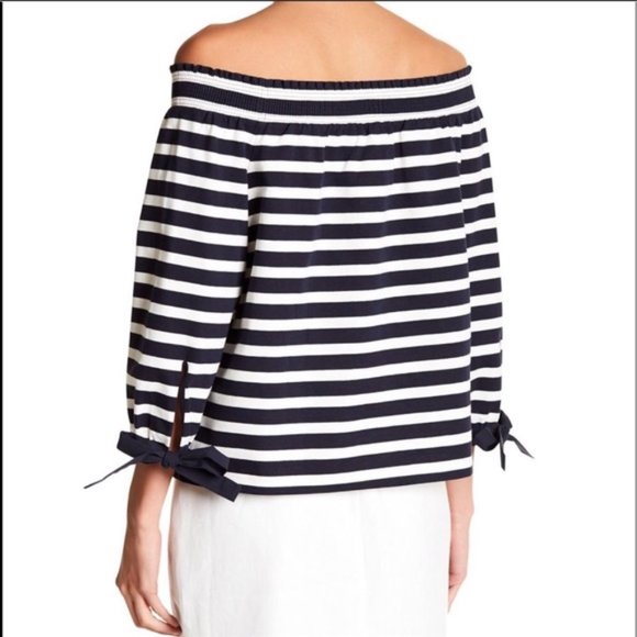 EUC J. Crew Striped Off-the-Shoulder Top - Picture 2 of 8